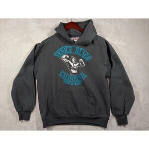 VTG Sweatshirt Hoodie Venice Beach Muscle Beach California Arnold Gray Sz Small